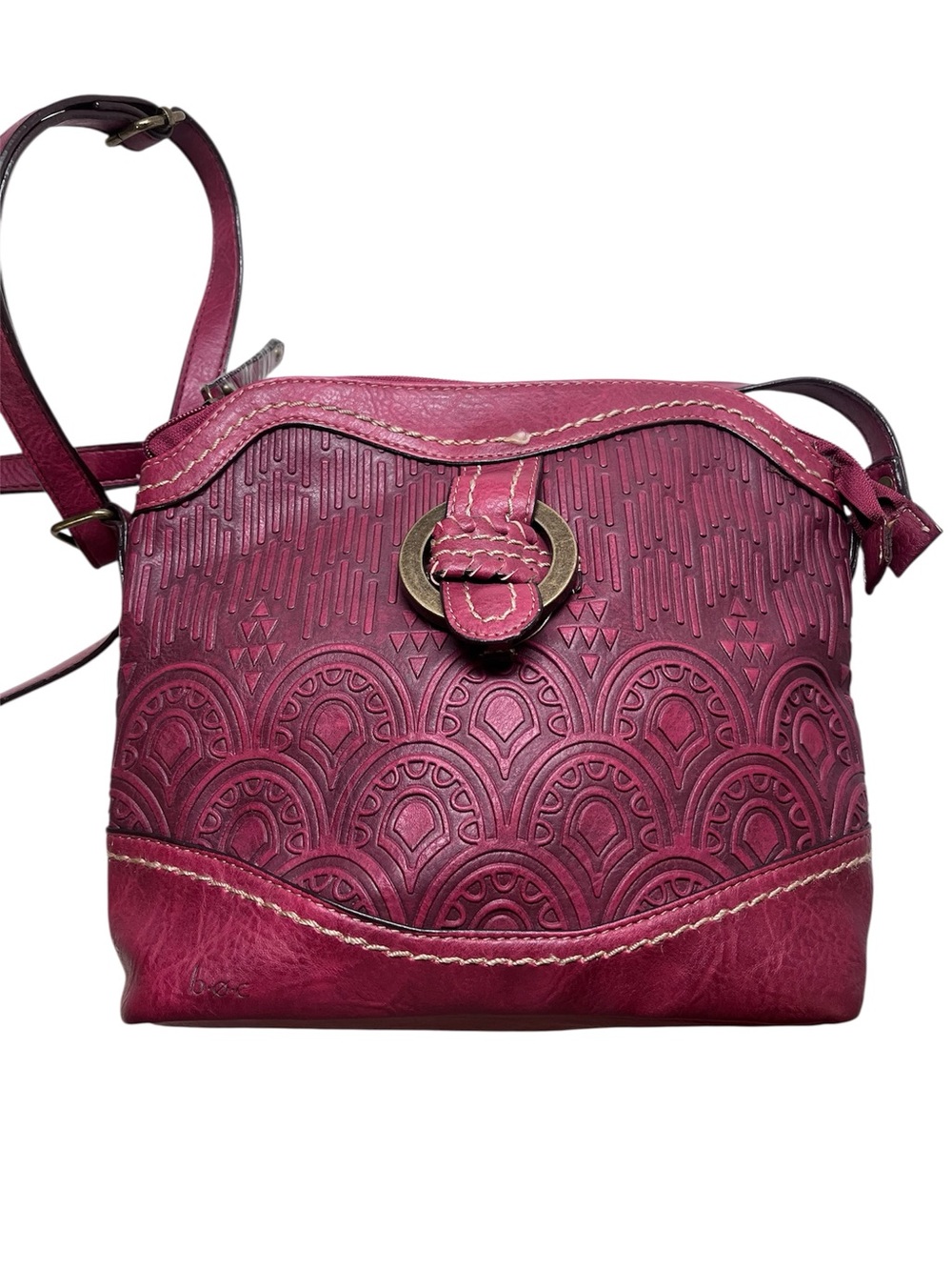B.O.C. Women's Embossed Crossbody Bag in Deep Burgundy